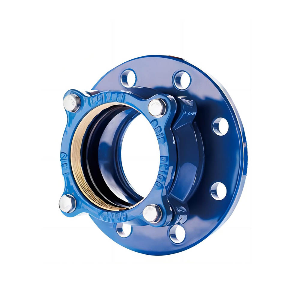 Blue flange adaptor for HDPE and PVC pipe