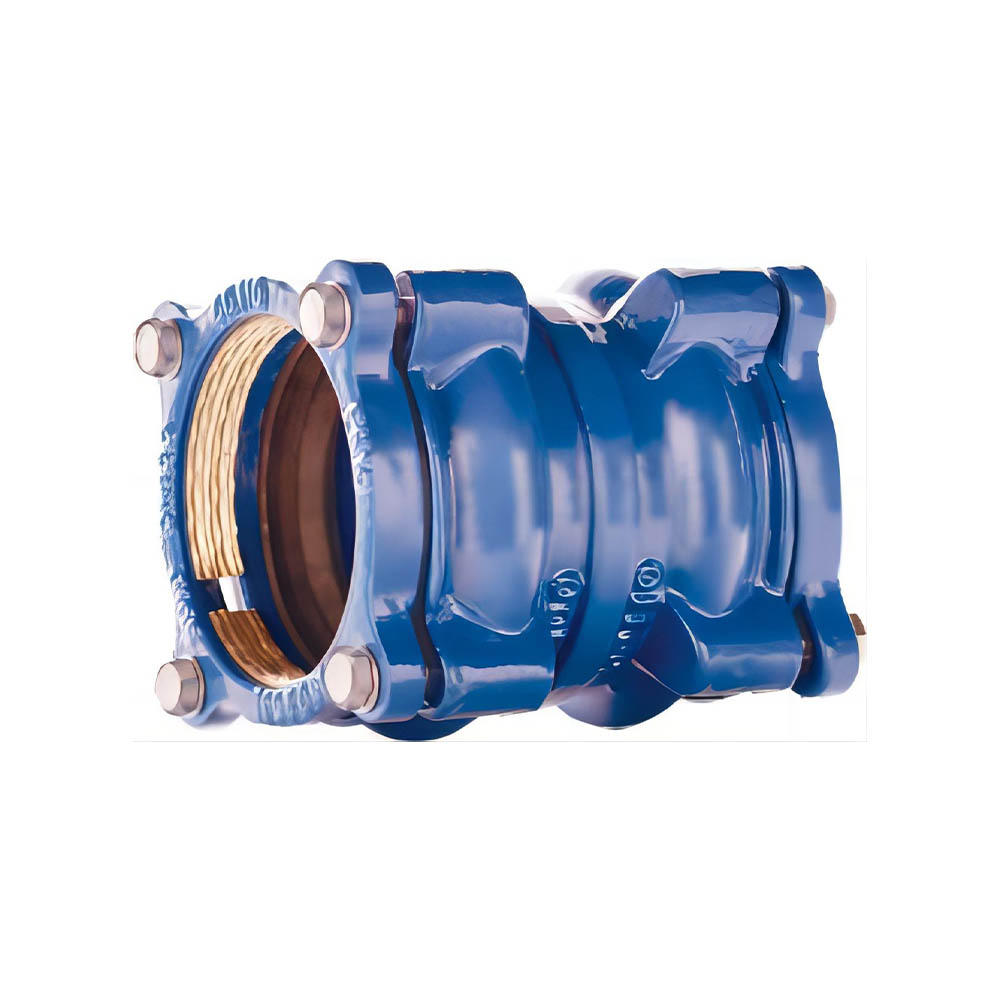 Blue restrained pipe coupling for PE pipe