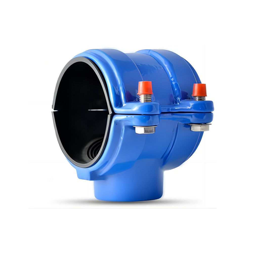 Blue saddle clamp for HDPE water pipe